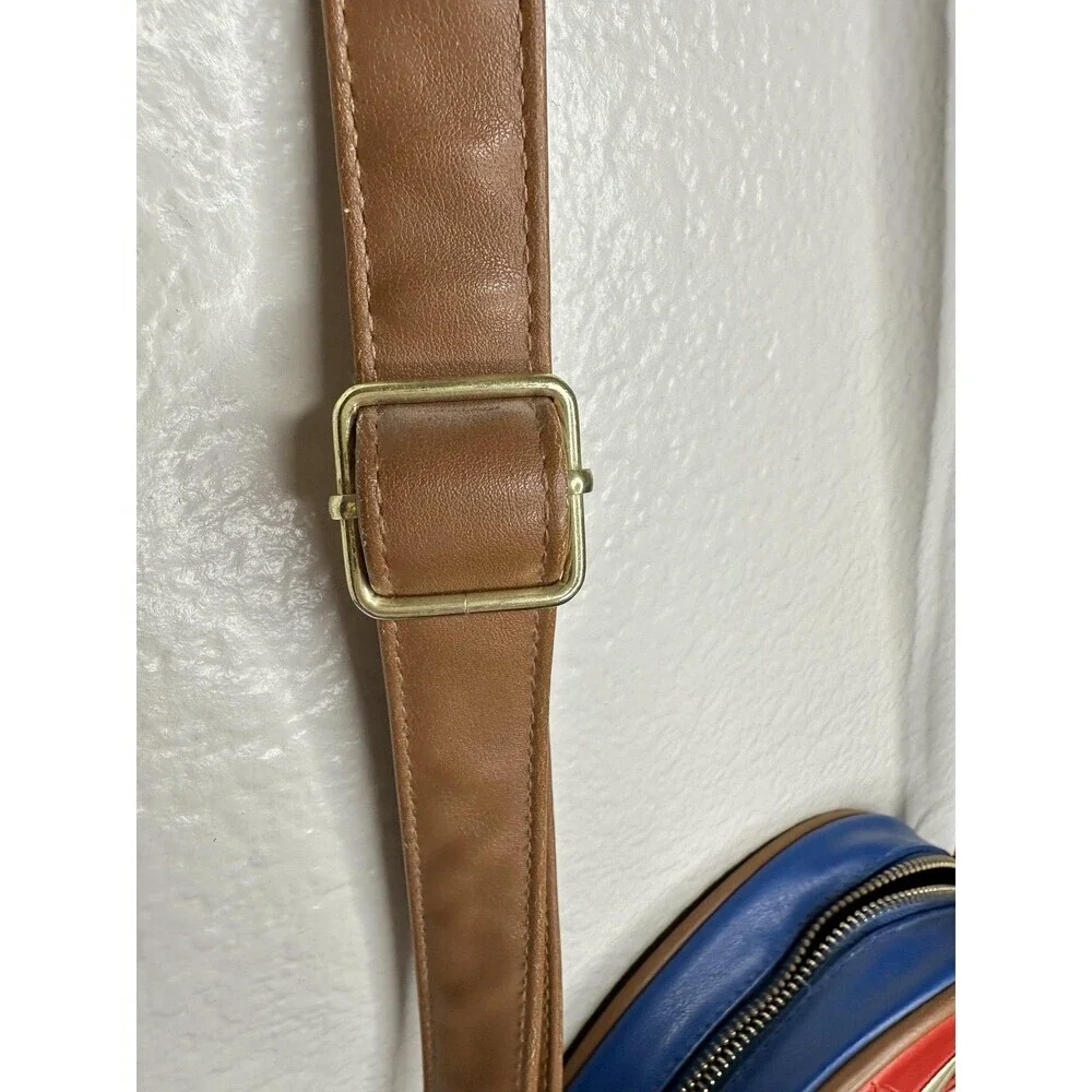 Disney Crossbody Bag Womens Small Blue Red Faux Leather Captain Marvel Star